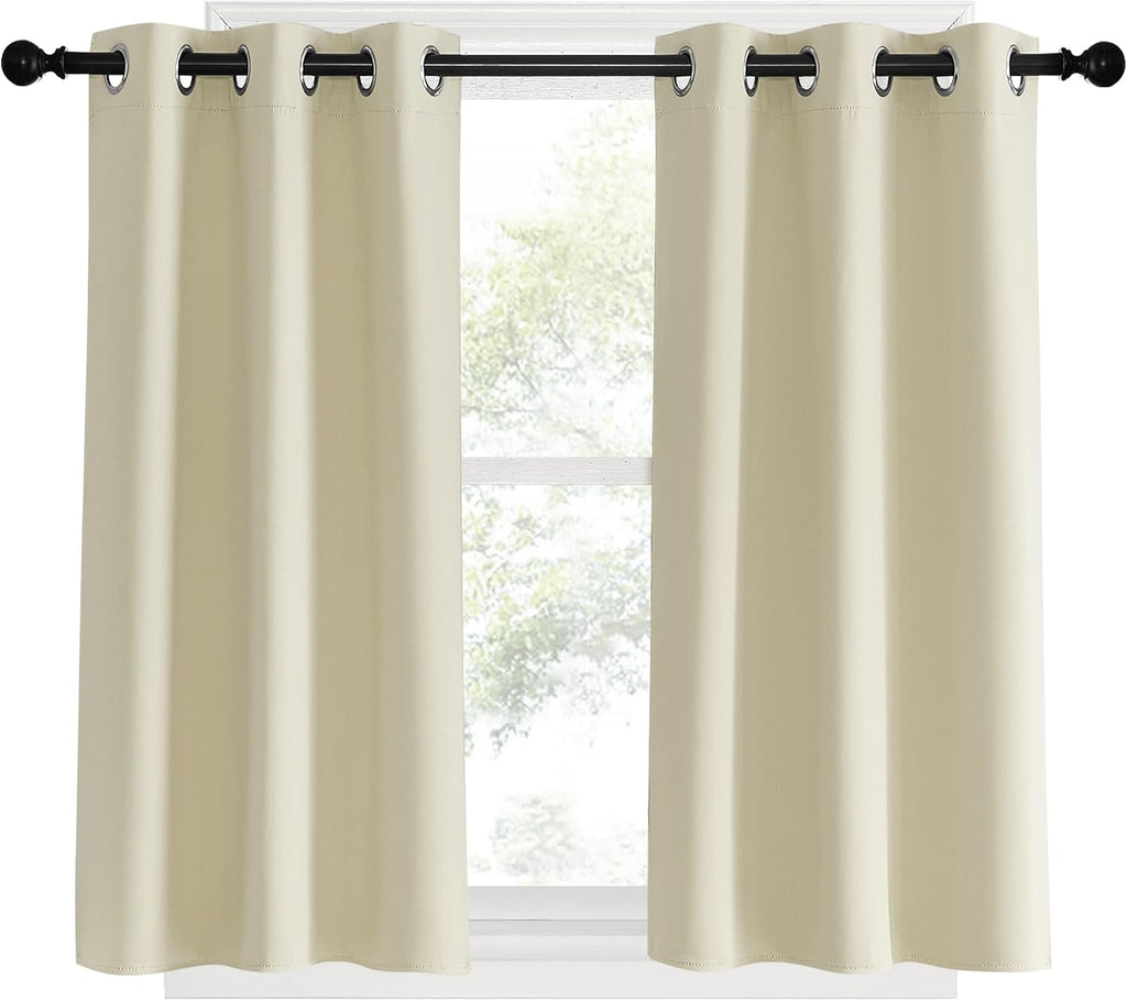 NICETOWN Blackout Beige Curtains and Drapes, Beigs, Set of 2, W34 x L40, Window Treatment Thermal Insulated Solid Grommet Blackout…