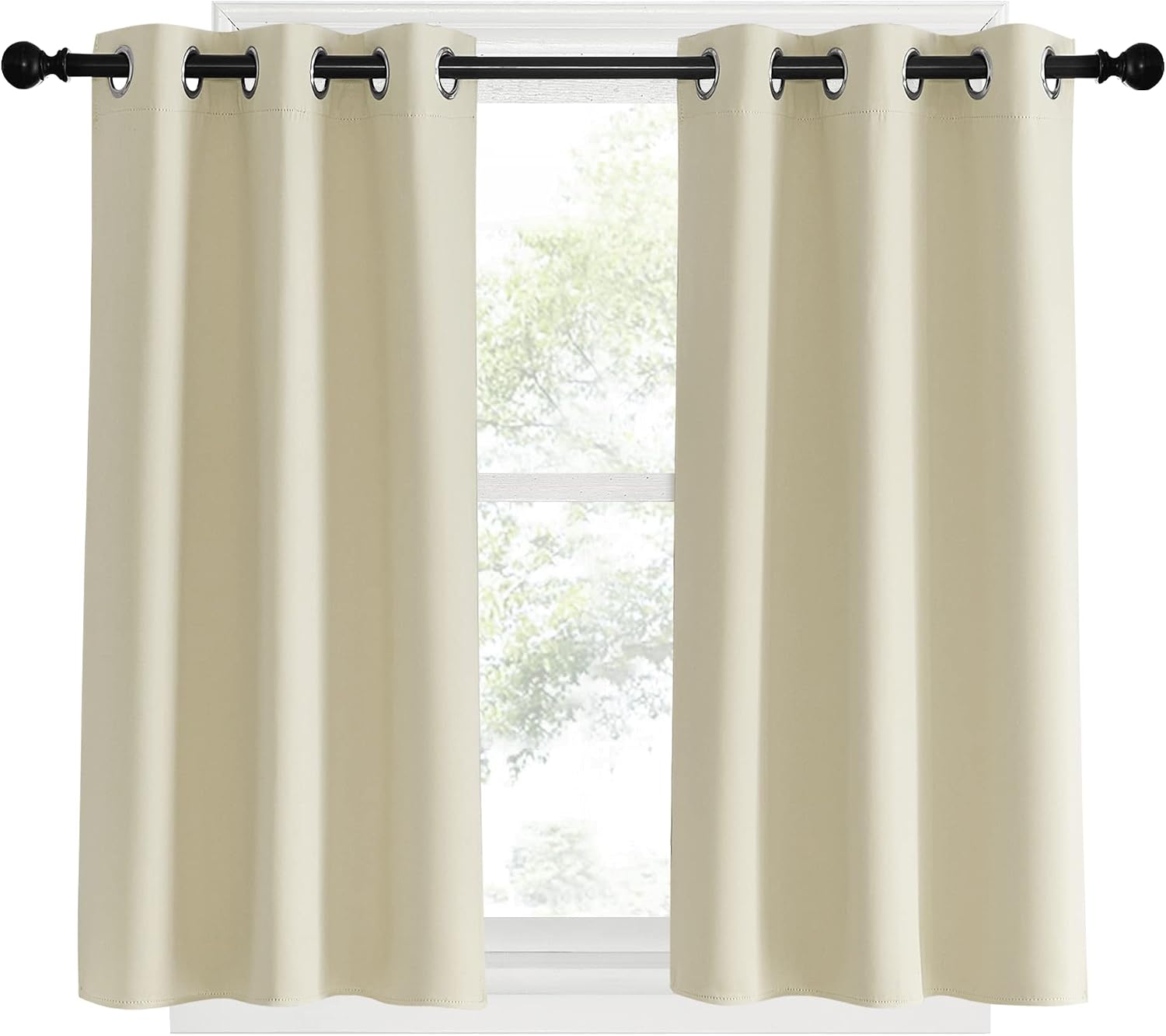 NICETOWN Blackout Beige Curtains and Drapes, Beigs, Set of 2, W34 x L40, Window Treatment Thermal Insulated Solid Grommet Blackout…