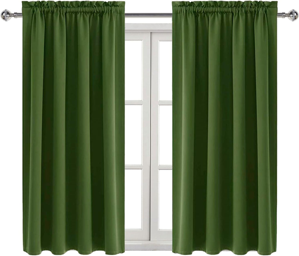 Dwcn Olive Green Room Darkening Blackout Curtains - Thermal Insulated Privacy Energy Saving Window Curtain Drapes 42 x 45 inch Length, Set…
