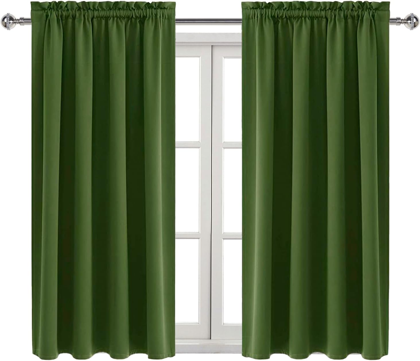 Dwcn Olive Green Room Darkening Blackout Curtains - Thermal Insulated Privacy Energy Saving Window Curtain Drapes 42 x 45 inch Length, Set…
