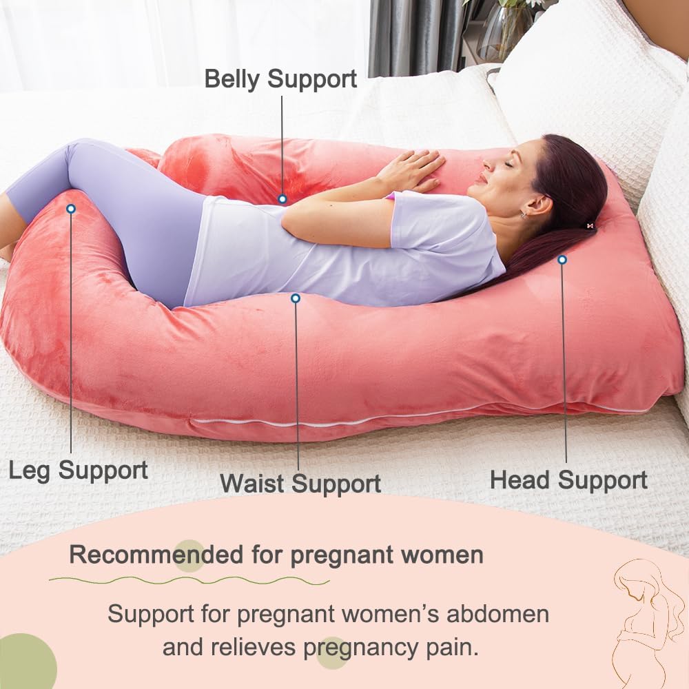 60 Inch Pregnancy Pillow for Sleeping, Extra Large U Shaped Body Pillow, Maternity Pillow for Pregnant Women (RED)