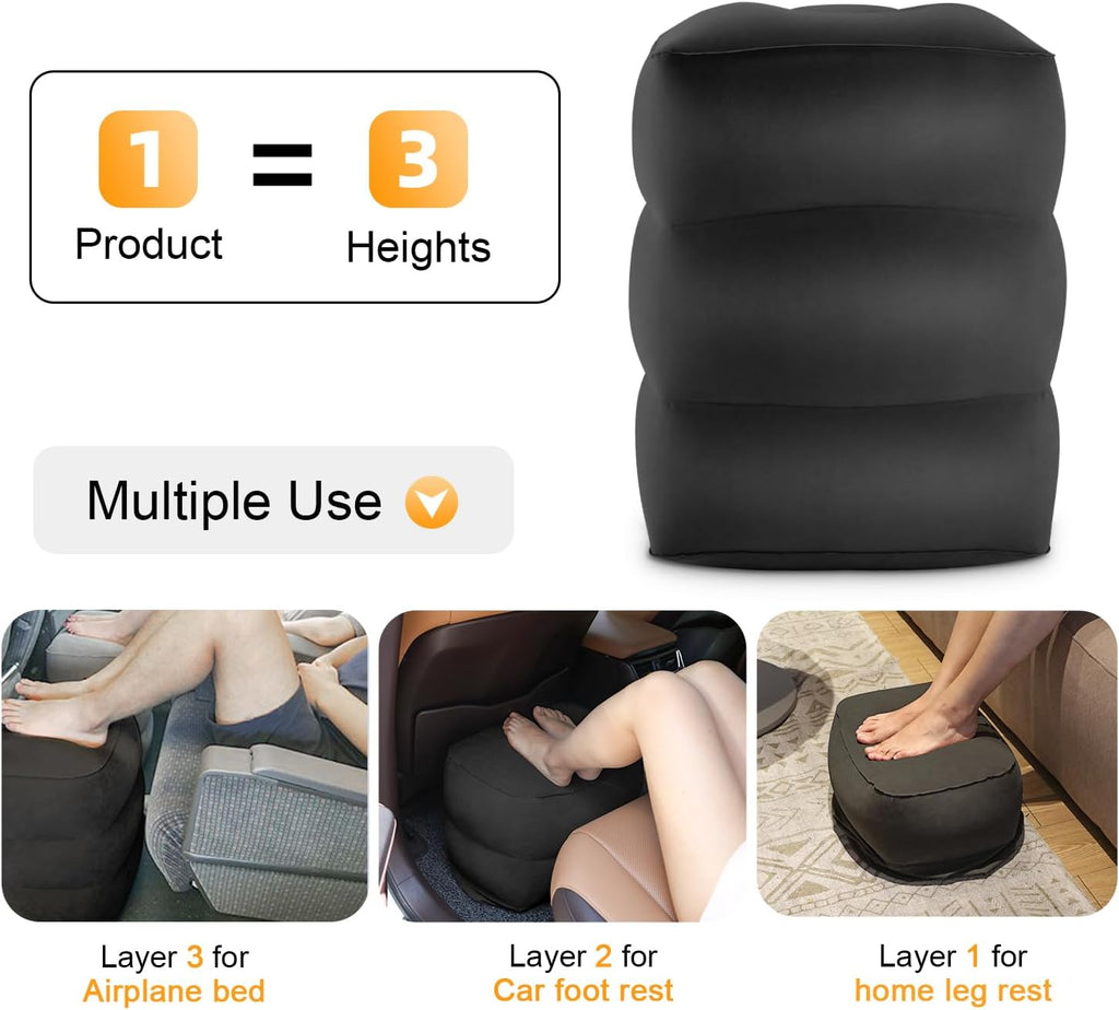 Maliton Inflatable Travel Foot Rest Pillow, Toddler Airplane Bed, Car Seat Foot Rest for Kids, Adjustable Height Leg Rest Pillow for…