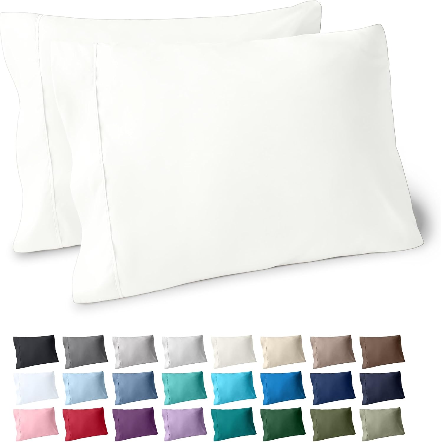BareHome Bare Home Microfiber Pillow Cases - King Size Set of 2 - Cooling Pillowcases - Double Brushed - Ivory Pillowcases 2 Pack - Easy Ca…