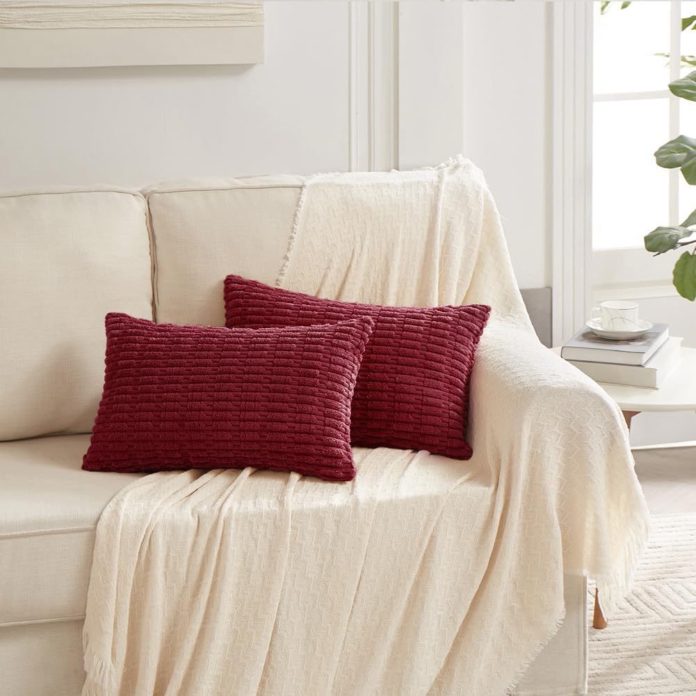 Fancy Homi Decorative Throw Pillow Covers for Bed Couch Bedroom Bench, Soft Corduroy Solid Pillow Case, Rustic Farmhouse Boho Room…