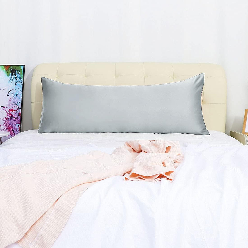 uxcell Body Pillow Cover, 20x60 Inch Silver Silky Satin Body Pillowcases for Hair and Skin, Soft Cooling Smooth Pillow Case with Envelope…