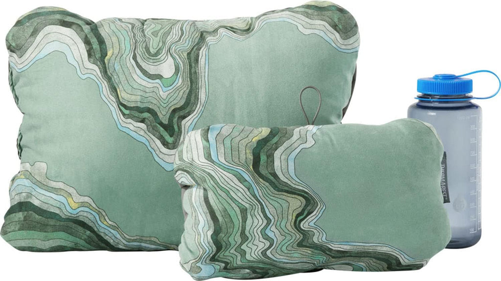Therm-a-Rest Compressible Camping and Backpacking Pillow, Sage Topo Wave Print, Large