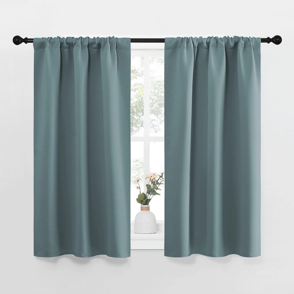 NICETOWN Greyish Blue Blackout Curtains Panels for Window, Thermal Insulated Rod Pocket Blackout Drapes/Draperies for Living Room (2…