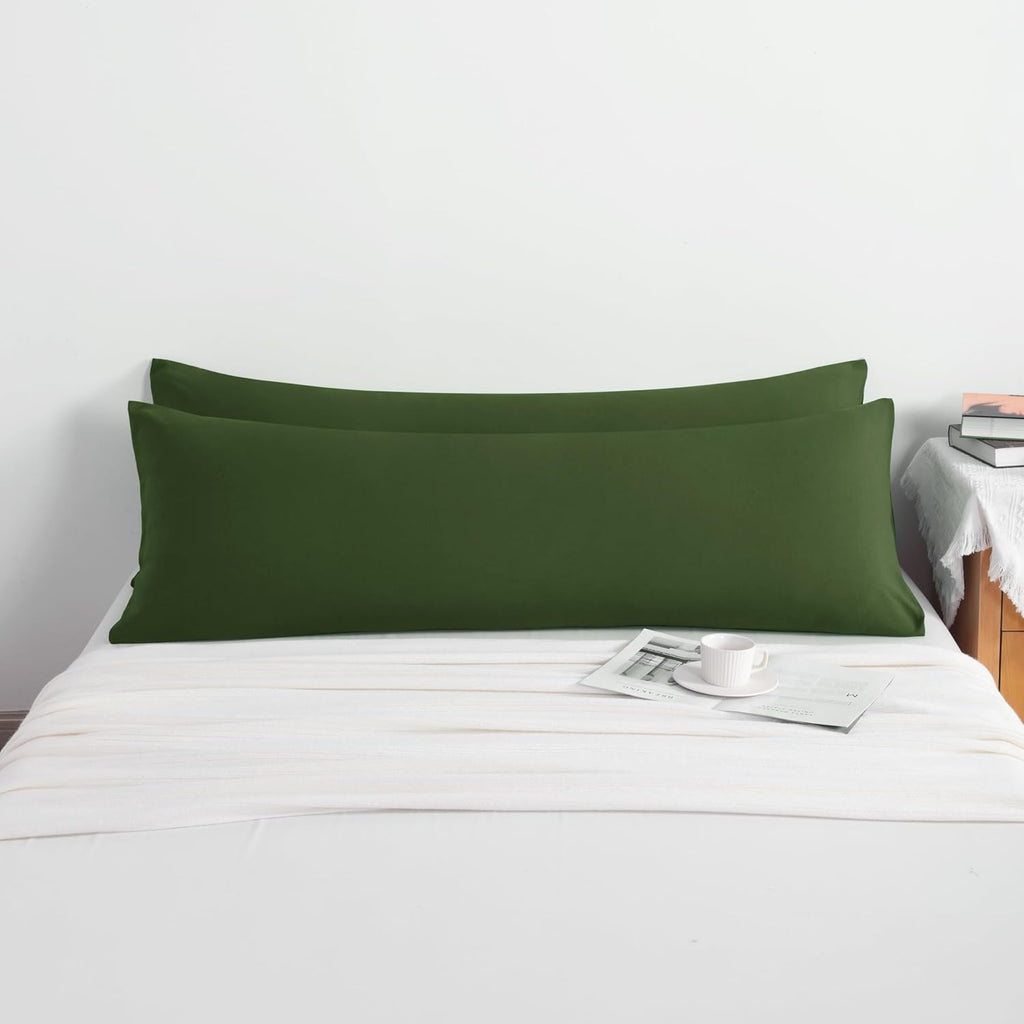 Ntbay Body Pillow Cases Set of 2, 2 Pack Brushed Microfiber 20x54 Pillow Cases, Soft, Wrinkle, Fade, Stain Resistant Olive Green Pillow Cas…