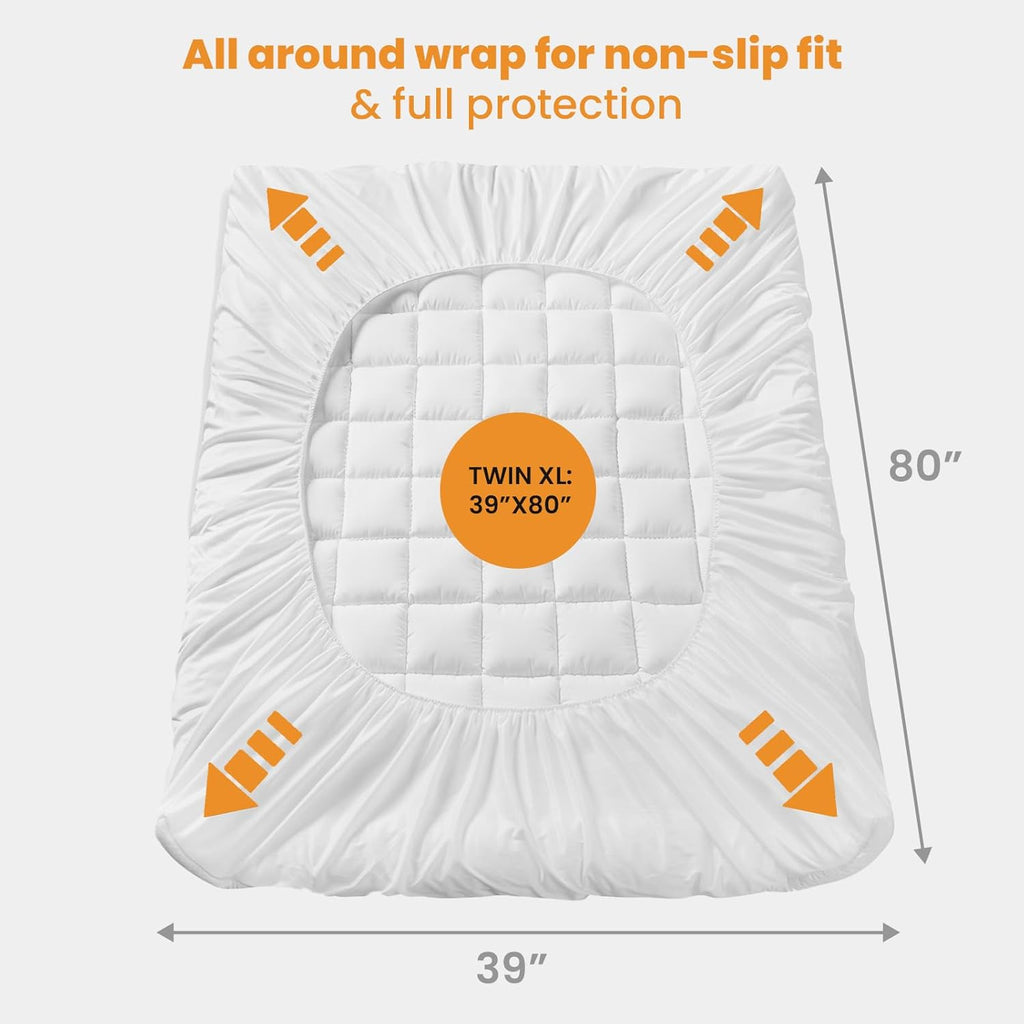 Matbeby Twin XL Mattress Pad - Cooling Breathable Mattress Topper, Quilted Fitted Mattress Protector, Pillow Top Mattress Cover with 8-21"…