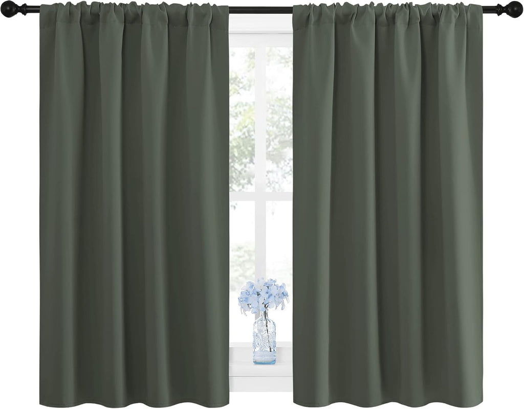 NICETOWN Bedroom Curtains Blackout Draperies - All Season Thermal Insulated Solid Rod Pocket Top Blackout Curtains/Drapes for Kid's Room…