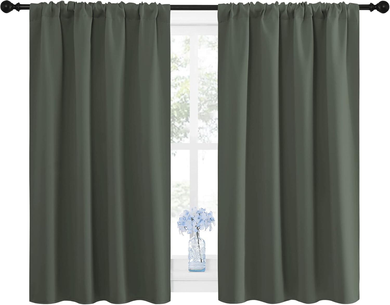 NICETOWN Bedroom Curtains Blackout Draperies - All Season Thermal Insulated Solid Rod Pocket Top Blackout Curtains/Drapes for Kid's Room…