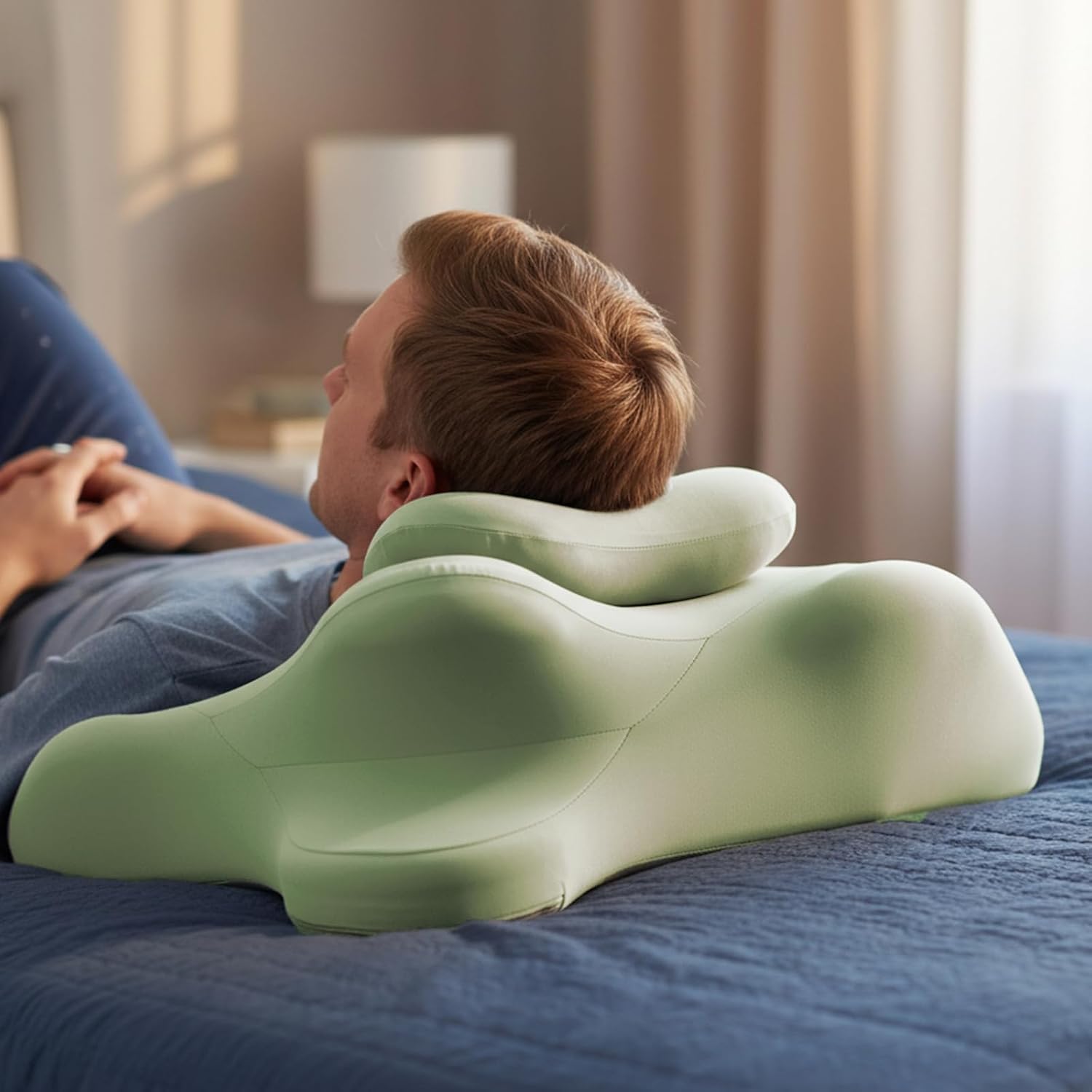 Reading Pillow for Watching tv and Reading in Bed, Ergonomic Wedge Pillow Prone Position with Support More Comfortable (Green, One Size)