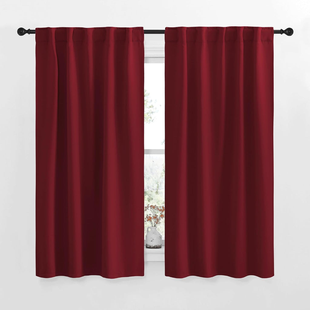NICETOWN Blackout Curtain Panels for Living Room - (Burgundy Red Color) 42x63 Inch, 2 Panels Set, Thermal Insulated Room Darkening…