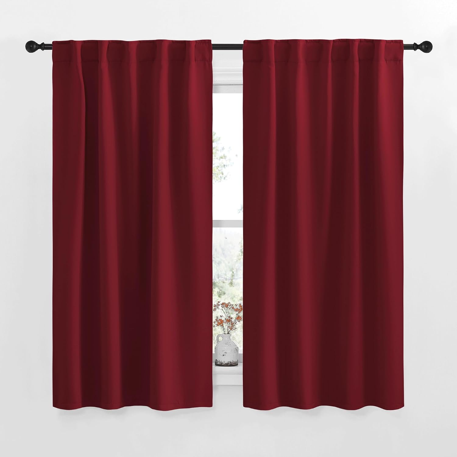 NICETOWN Blackout Curtain Panels for Living Room - (Burgundy Red Color) 42x63 Inch, 2 Panels Set, Thermal Insulated Room Darkening…