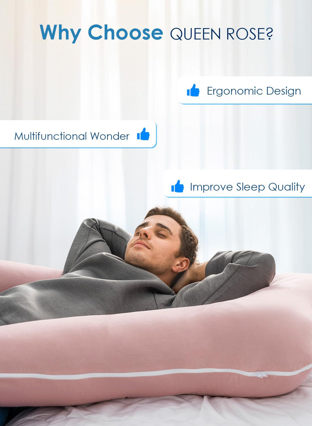 QUEEN ROSE Extra Long Pregnancy Pillows, 60 Inch U Shaped Body Pillow for Sleeping, Cooling Maternity Pillow for Pregnant Women, Body…