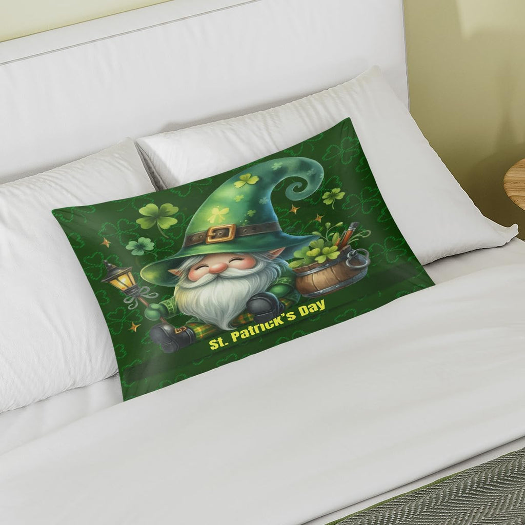 St. Patrick's Day Gnome 14 Satin Silk Pillowcase for Hair & Skin - Standard Size Soft Silk Pillow Case with Envelope Closure - Print…