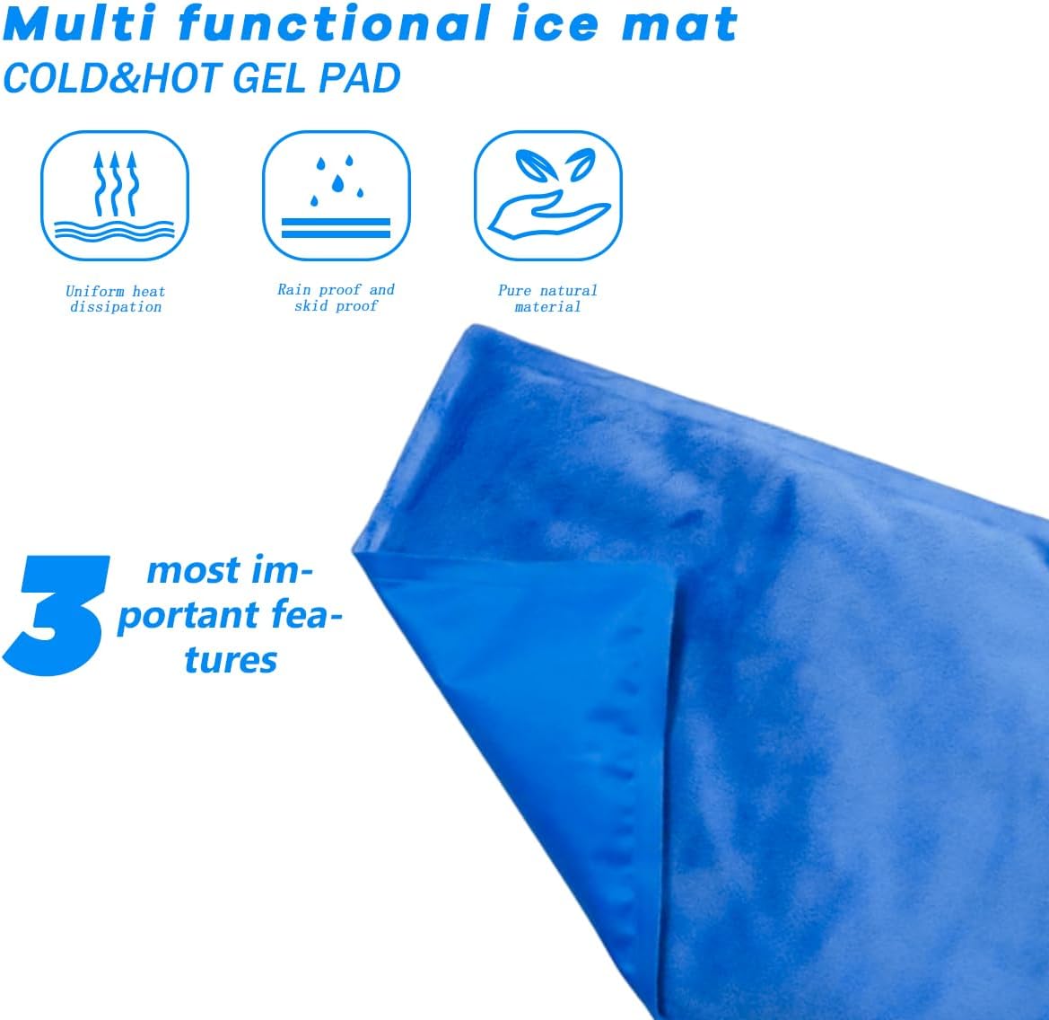 Couleurs Cooling Pad Mat for Pillow - Cold Injuries Relief, Perfect for Night Sweats, Migraines, Fevers, Hot Flashes - Reusable (Blue) 00 C…
