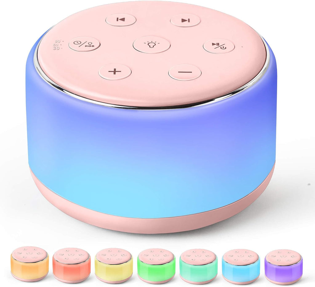 FamiSym Portable Sound Machine for Babies Kids Sleeping – Rechargeable, 7 Colors Night Light, 34 Soothing Sounds, Baby Sleep Soother…