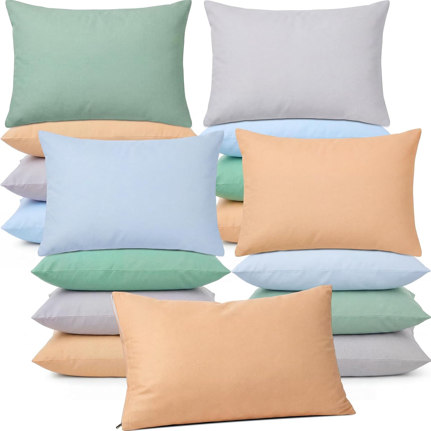 Kigley 16 Pcs Mini Pillow 14" x 9" Small Pillows for Sleeping Daycare Travel Nap Time Neck Lumbar (Classic Colors) 16 Pcs 3.15 inches blue