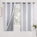 YoungsTex White Linen Blackout Kitchen Curtains 40 Inch Length, Short Thermal Insulated Black Out Drapes with Grommet Privacy for Bathroom…