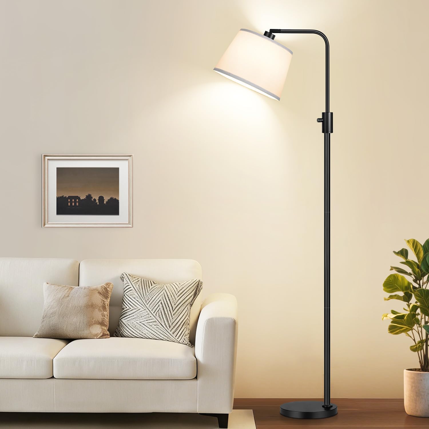 Upgraded】 Dimmable Floor Lamp, 1000 Lumens LED Edison Bulb Included, Arc Black Floor Lamps for Living Room Modern Standing Lamp with…