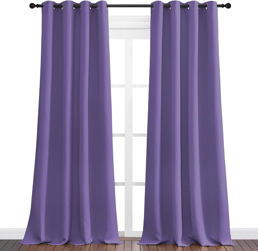 Nicetown Lilac Purple Blackout Curtains 90" Long for Office, Dining Room, Guest Room, Sound Reducing Heat and Cold Block Curtain Panels for…