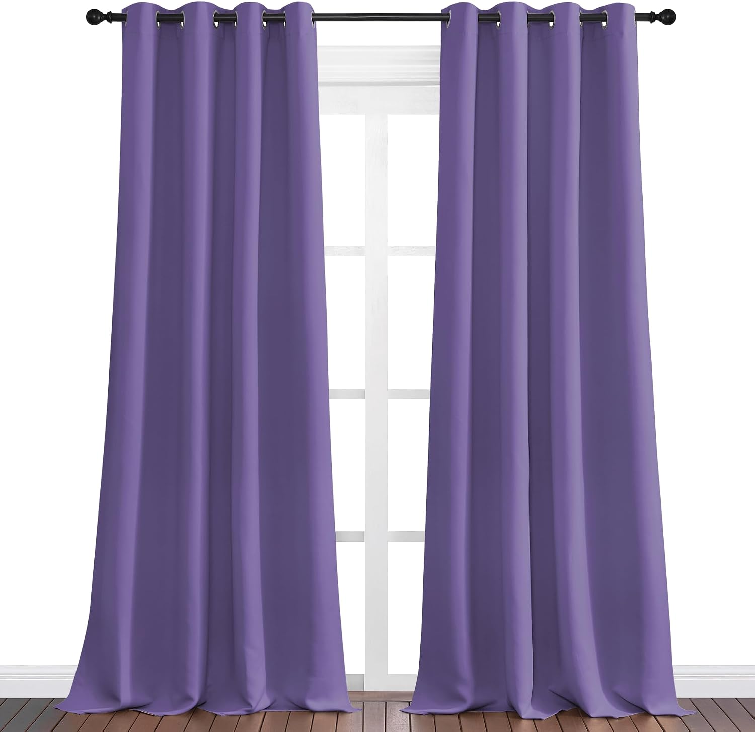Nicetown Lilac Purple Blackout Curtains 120" Long for Office, Dining, Guest Room, 55" Wide, 2 Pieces, Sound Reducing Heat and Cold Block Cu…