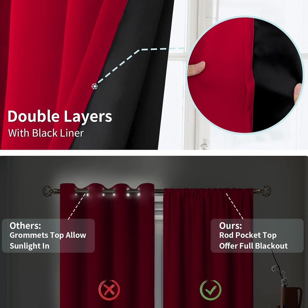 BGment Christmas Thermal Insulated 100% Blackout Curtains for Bedroom Decoration with Black Liner, Double Layer Full Room Darkening Noise…