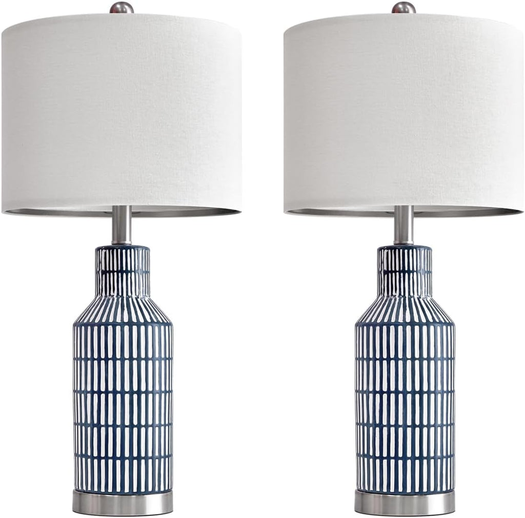USumkky 25" Modern Ceramic Lamps Single Table Lamp for Living Room Bedroom Farmhouse Nightstand Bedside Lamps