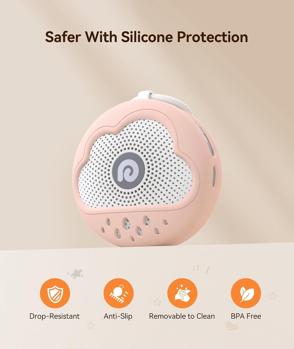 Dreamegg White Noise Machine - Portable Sound Machine Baby with Safe Silicone Cover, Features Powerful Battery, 21 Soothing Sound, Noise Ca…