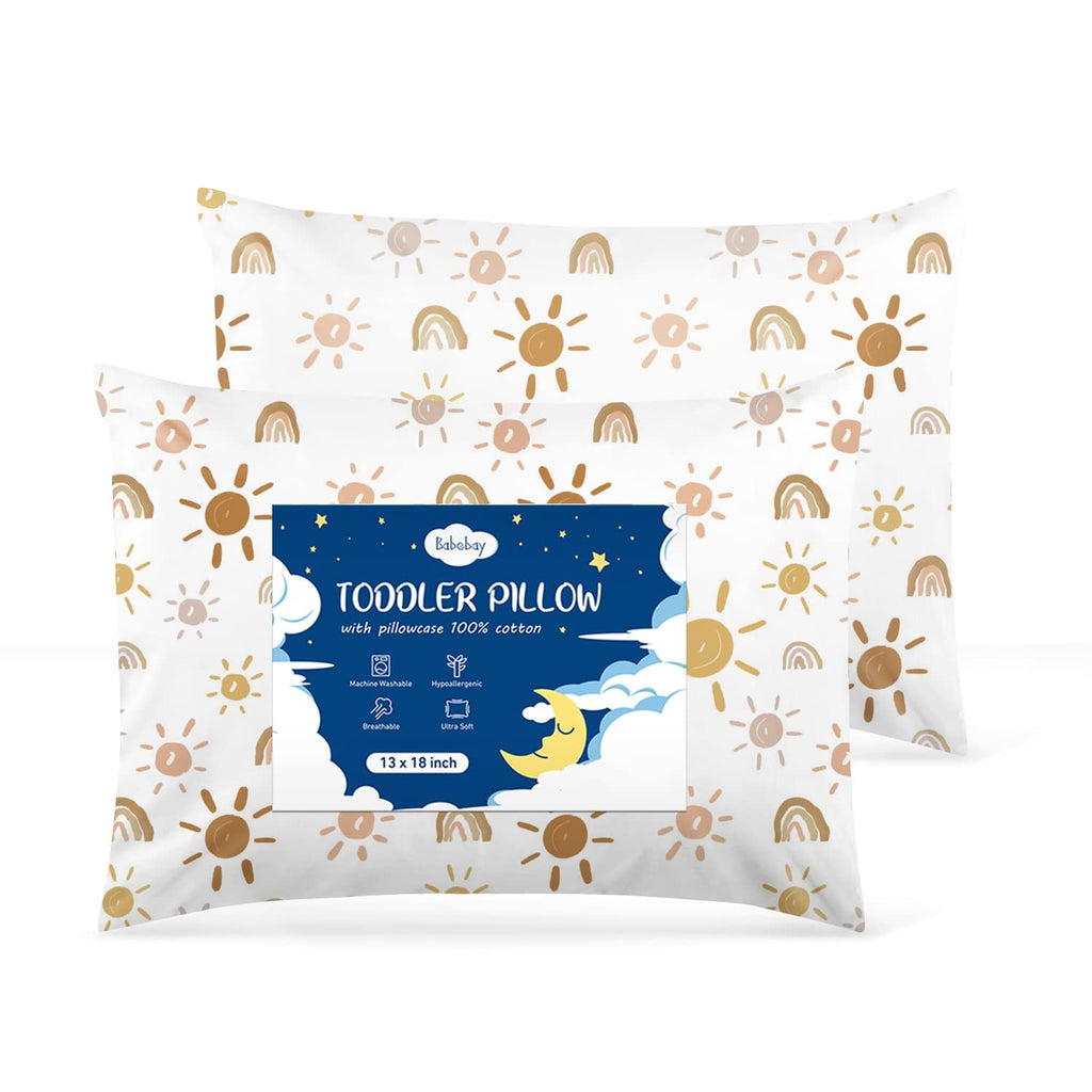 Babebay 2-Pack Toddler Pillow,13X18 Cotton Toddler Pillows for Sleeping, Machine Washable Kids Pillows with Pillowcase, Perfect for…