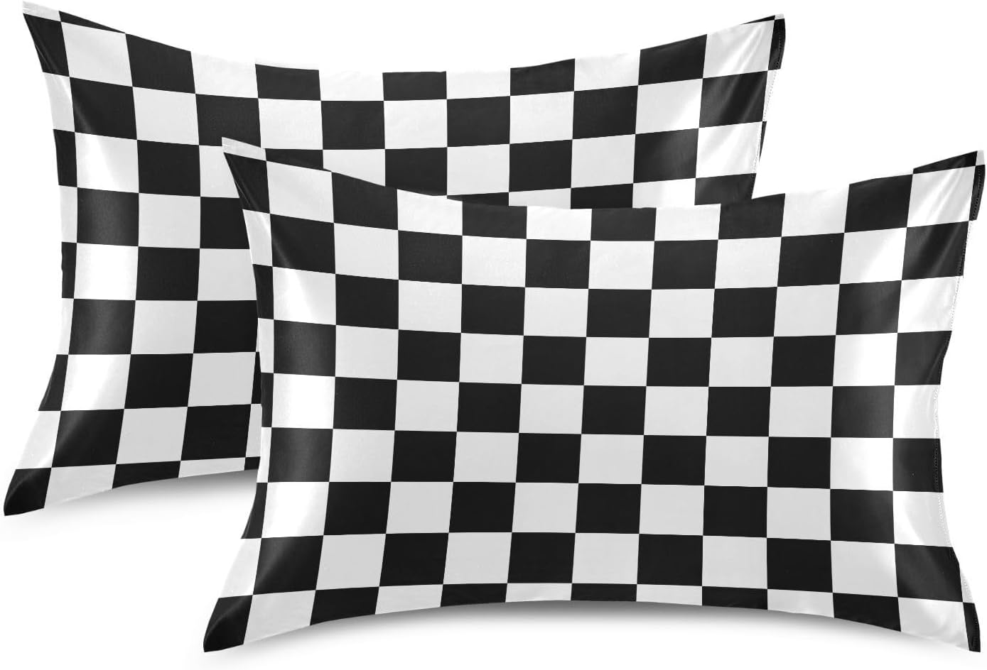 Checkerboard Plaid Print Pillow Covers Silk Pillowcase for Hair and Skin Soft and Smooth Breathable Satin Pillowcase Standard Size Pillow…