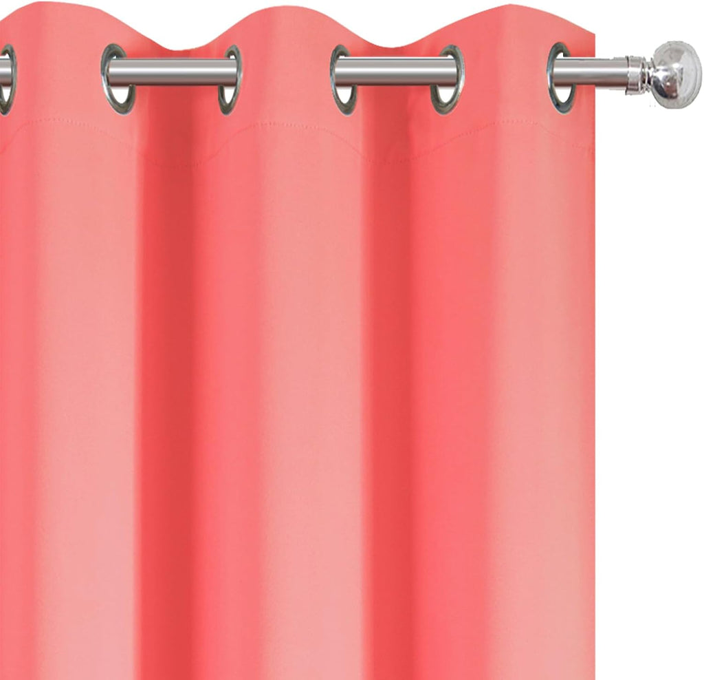 Lemomo Blackout Curtains 52 x 45 inch Coral Curtains Set of 2 Panels/Thermal Insulated Room Darkening Bedroom Curtains 45 inch silver