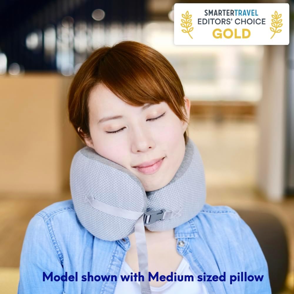 C CUSHION LAB Travel Pillow, Award-Winning Patented Ergonomic Design for Chin & Neck Support Memory Foam Neck Pillow, Compact Airplane…