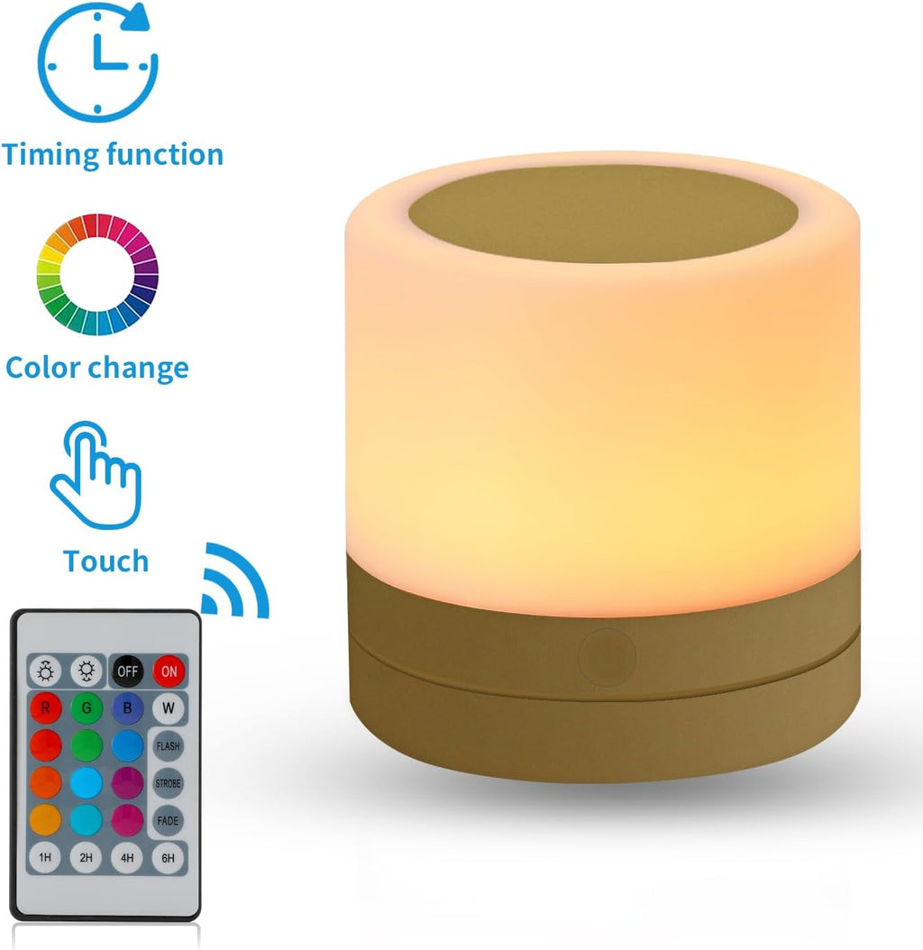 ERUN Nursery Night Light for Kids, USB Rechargeable Small Desk Lamp,13 RGB Colors & 4 Brightness & 1 Remote, Touch Bedside Cordless Table…