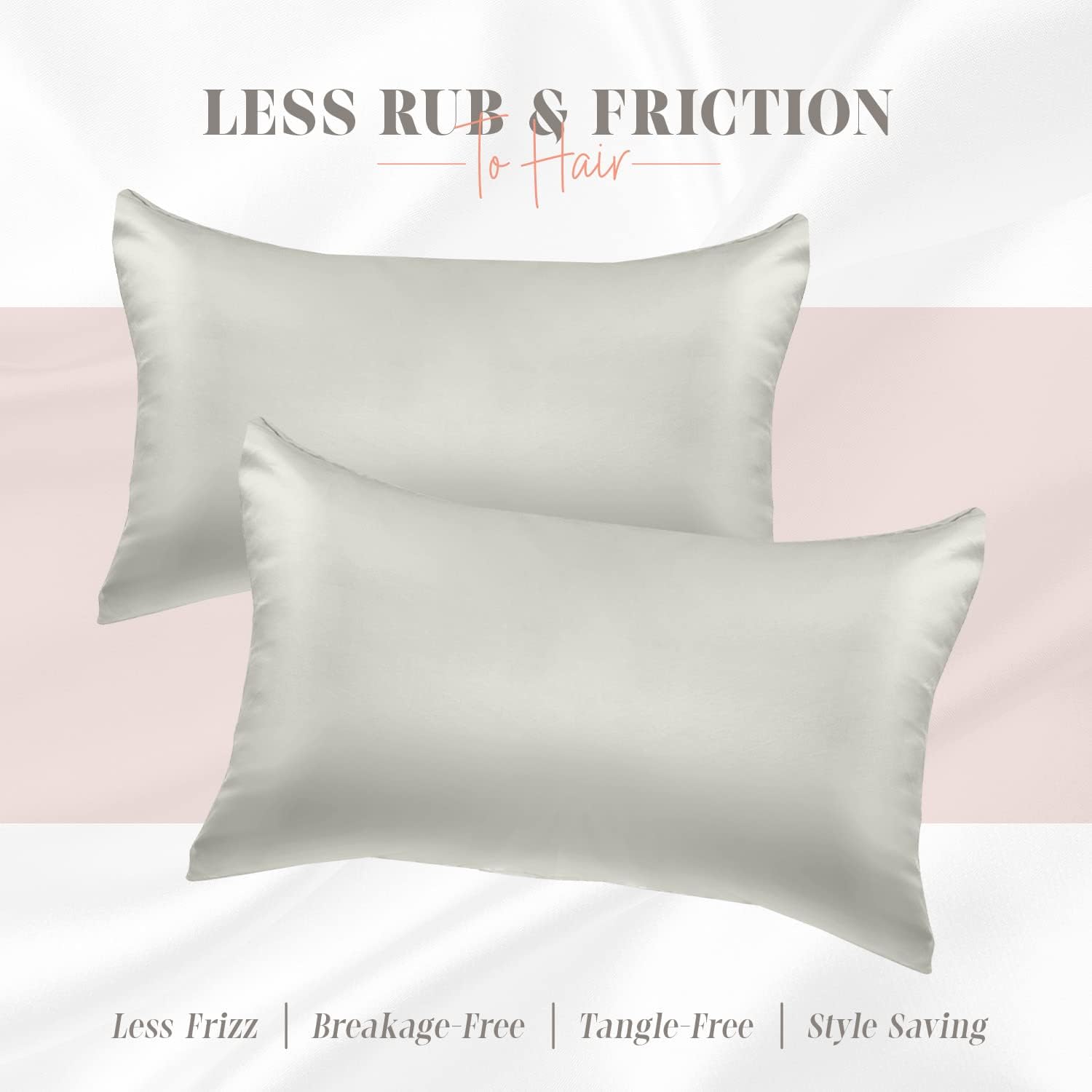 Elegantcomfort Elegant Comfort Silky and Luxurious 2-Piece Satin Pillowcase Set for Healthier Skin and Hair, Hidden Zipper Closure and Beau…