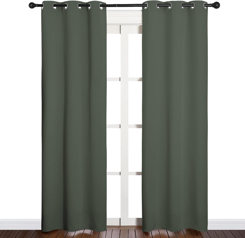 NICETOWN Thermal Curtains for Kids Room, Window Treatment Thermal Insulated Solid Grommet Blackout Drape Panels for Bedroom (Dark…