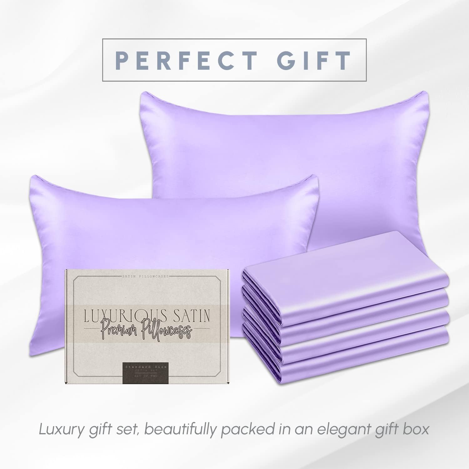 Elegantcomfort Elegant Comfort 6-Pack Cooling Viscose Satin Pillowcase Set with Hidden Zipper Closure, Silky Smooth for Hair and fabric…