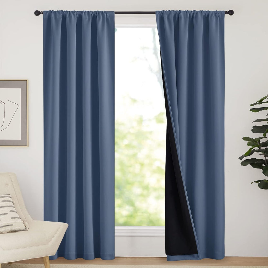 Nicetown Complete 100% Blackout Curtains, Thermal Insulated & Energy Efficiency Window Draperies for Guest Room, Full Shading Panels for Sh…