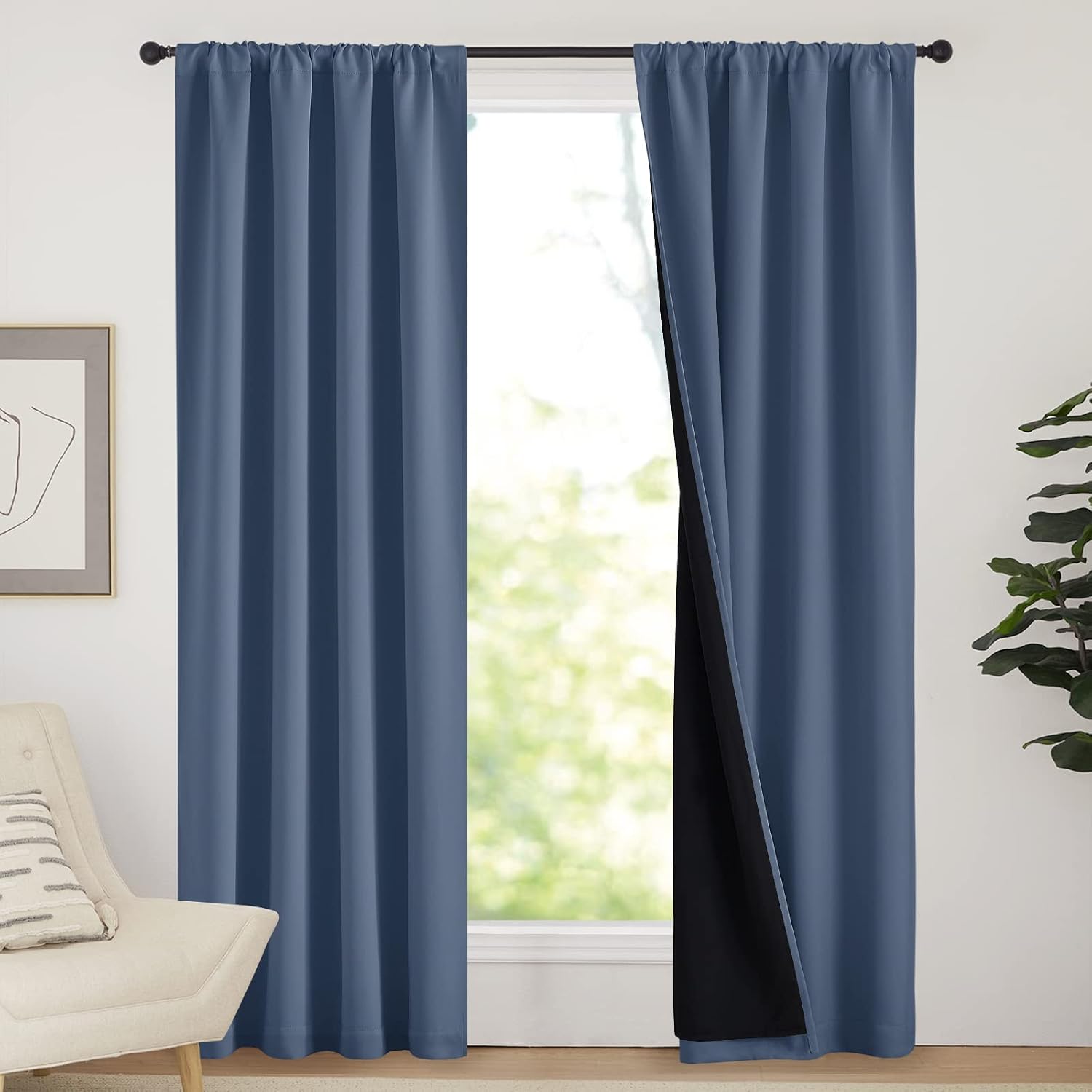 Nicetown Complete 100% Blackout Curtains, Thermal Insulated & Energy Efficiency Window Draperies for Guest Room, Full Shading Panels for Sh…