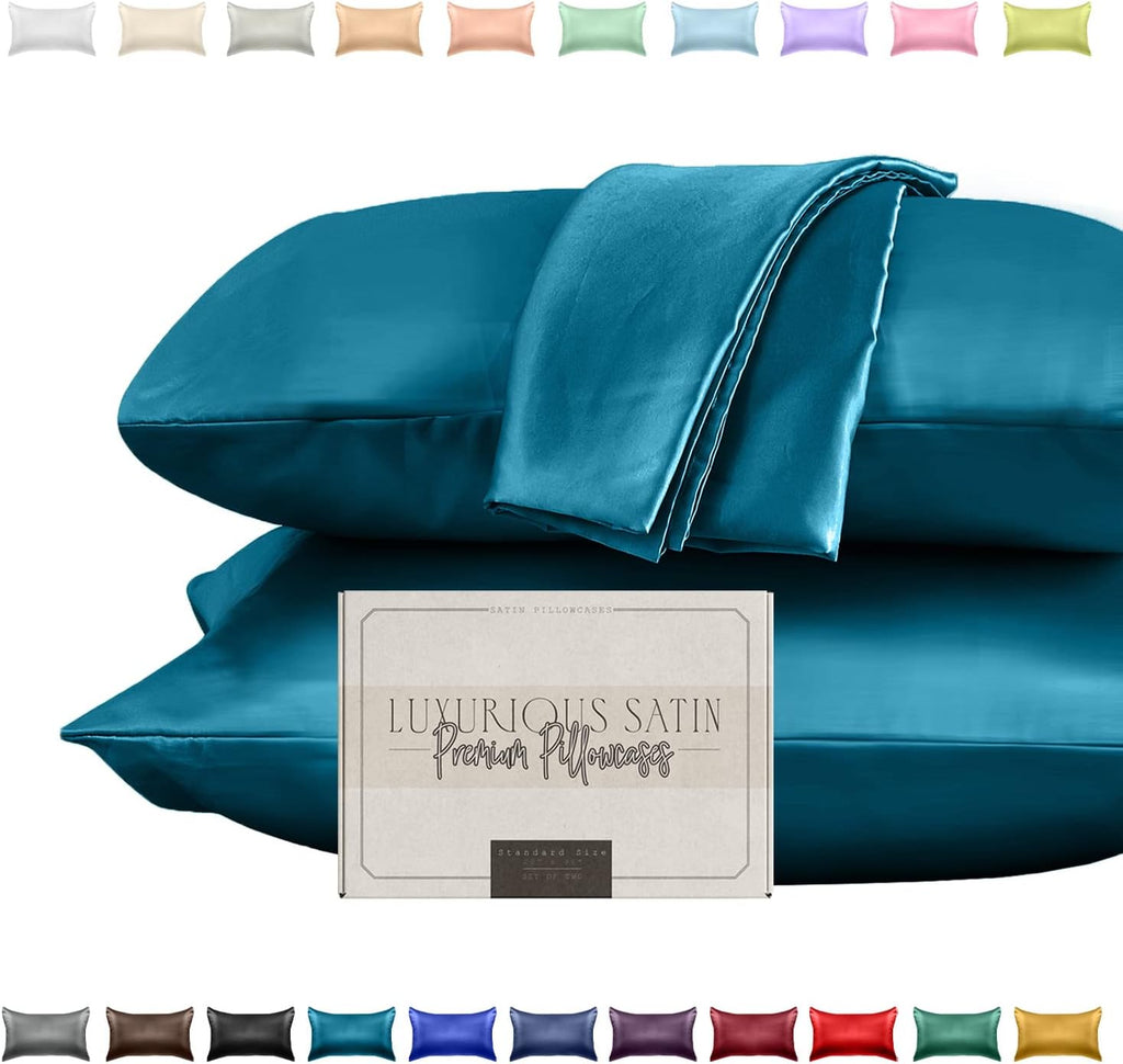 Elegantcomfort Elegant Comfort Silky and Luxurious 2-Piece Satin Pillowcase Set for Healthier Skin and Hair, Hidden Zipper Closure and Beau…