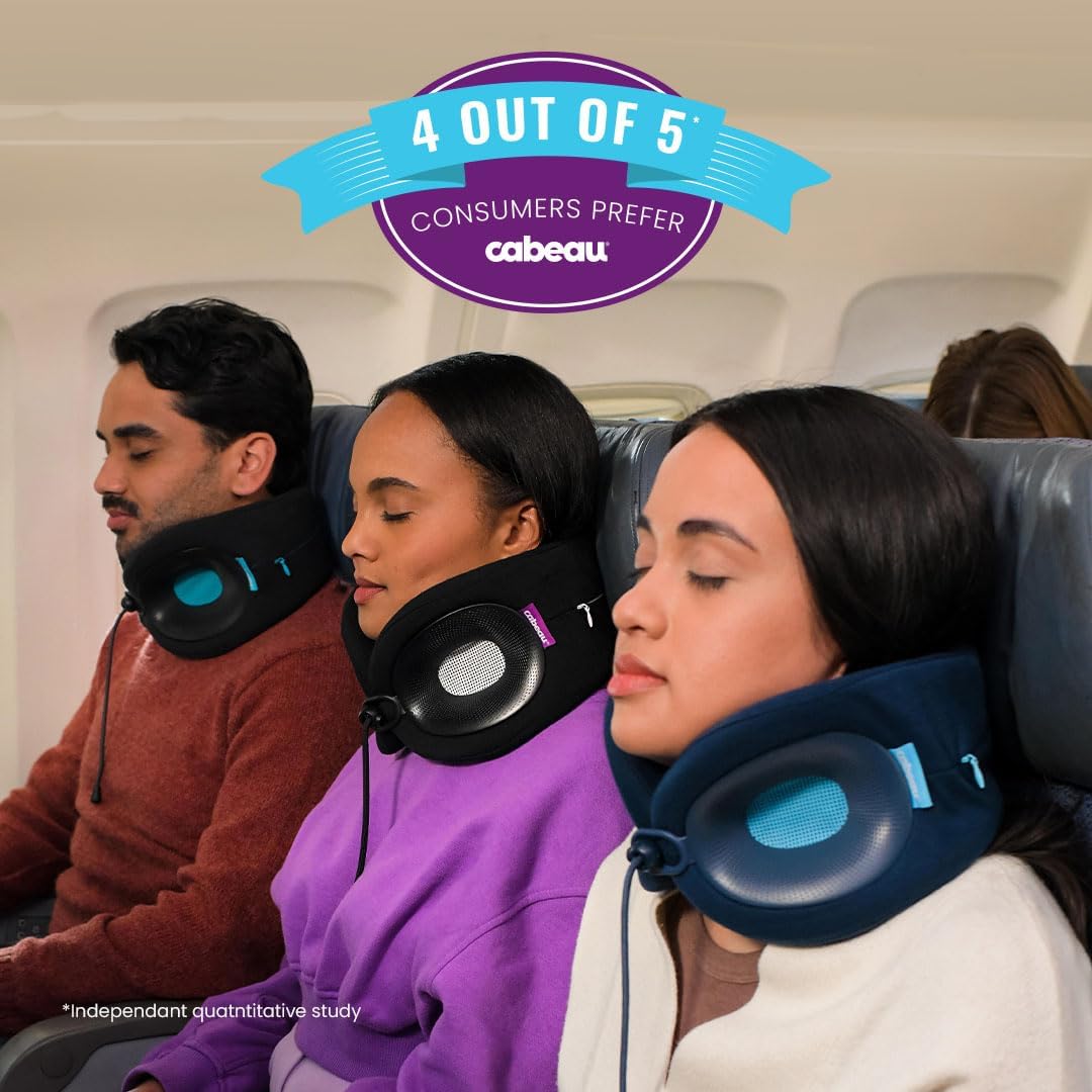 Cabeau Evolution X Travel Neck Pillow - Memory Foam Body Positioner - Fits Most Neck Sizes (11-21 Inches) - Three Ways to Adjust for…