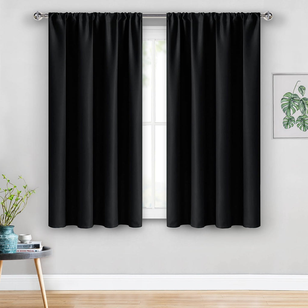 Jiuzhen Blackout Curtains for Bedroom - Thermal Insulated Noise Reducing Privacy Short Curtain for Bathroom Living Room, Set of 2 Panels wi…