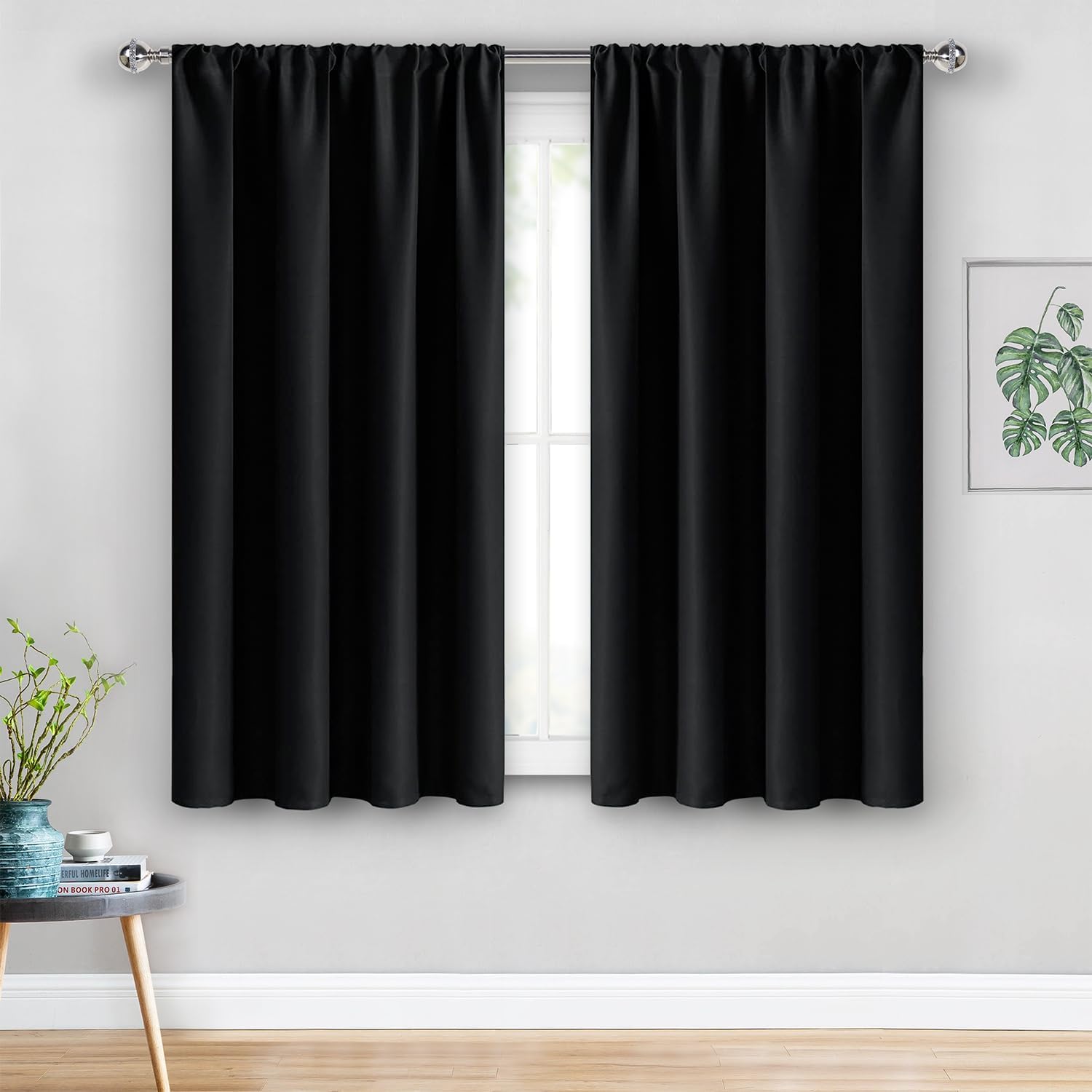 Jiuzhen Blackout Curtains for Bedroom– Thermal Insulated, Noise Reducing Room Darkening Privacy Rod Pocket Drapes for Living Room, Set of 2…