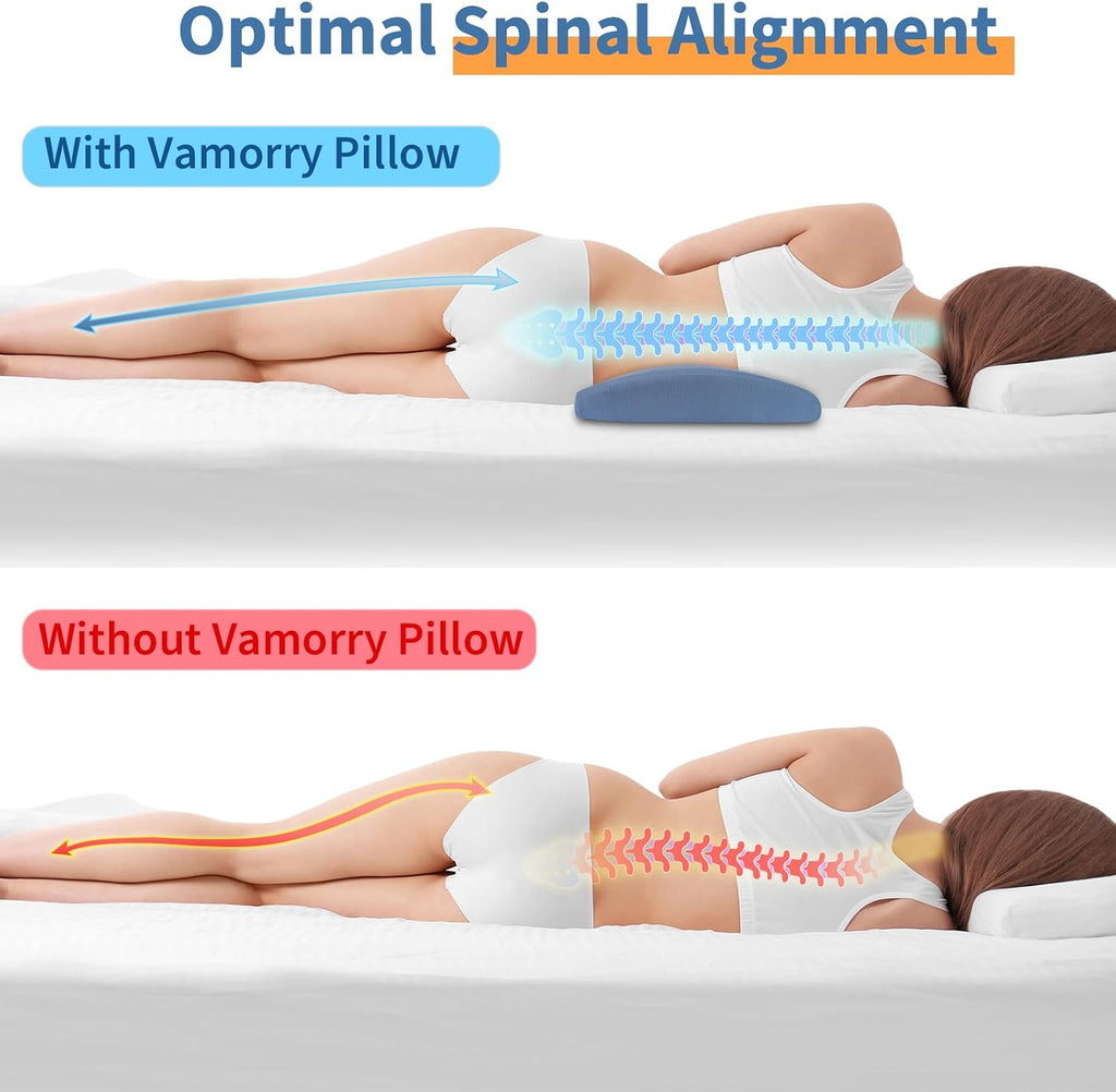 VamorryDirect vamorry Lumbar Pillow for Sleeping, Lumbar Support Pillow for Bed for Back, Memory Foam Lower Back Pillow for Bed, Back Supp…