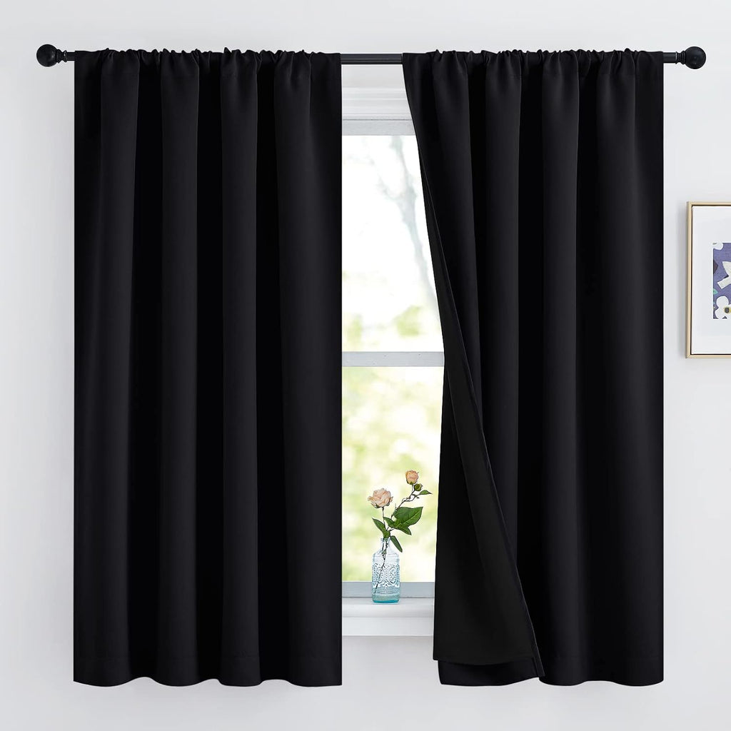 Nicetown Complete 100% Blackout Curtains, Thermal Insulated & Energy Efficiency Window Draperies with Black Liner, Noise Reducing Drapes fo…