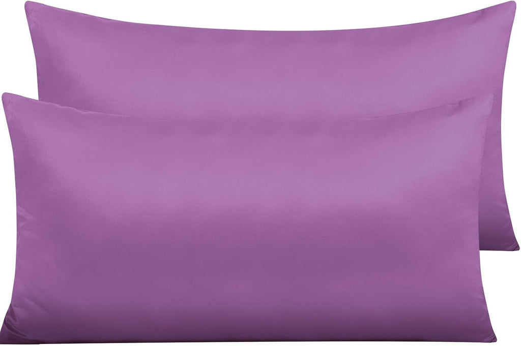 Ntbay Zippered Satin Pillow Cases for Hair and Skin, Luxury King Hidden Zipper Pillowcases Set of 2, 20x36 Inches, Purple 36 Inches