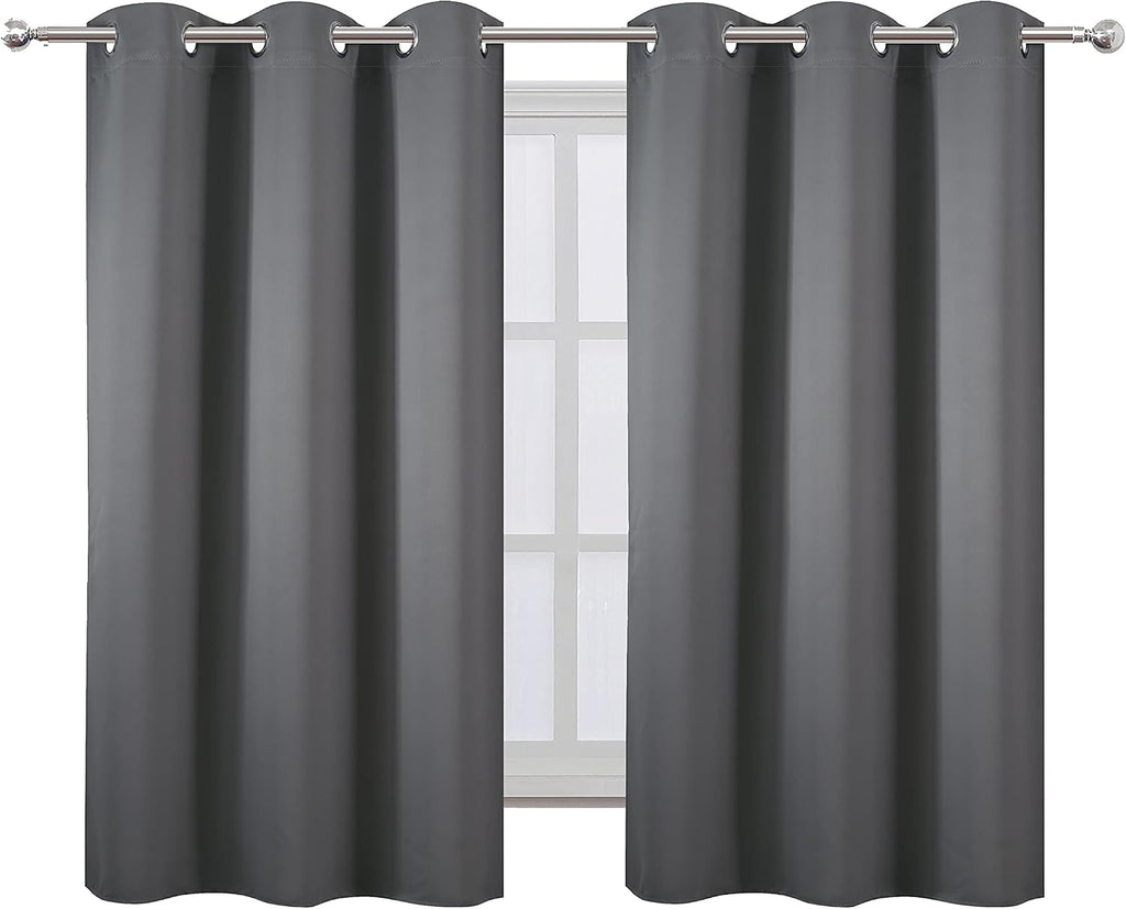 Lemomo Frost Grey Blackout Curtains, 42 x 54 Inch Length, Set of 2 Panels, Grommet Bedroom & Living Room Curtains 54 Inch Grey