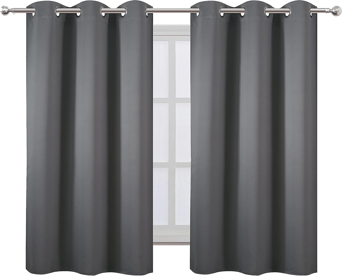 Lemomo Grey Thermal Blackout Curtains/38 x 54 Inch/Set of 2 Panels Room Darkening Curtains for Bedroom 54 Inch Grey