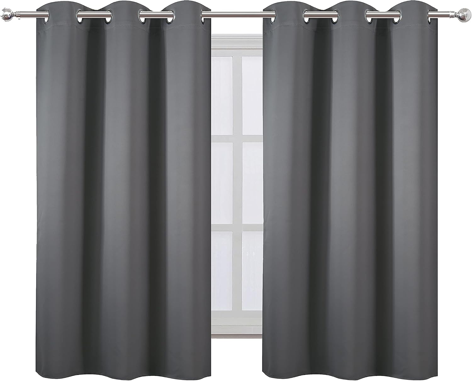 Lemomo Grey Blackout Curtains 34 x 54 Inch Length/Set of 2 Curtain Panels/Thermal Insulated Room Darkening Blackout Curtains for Bedroom 54…